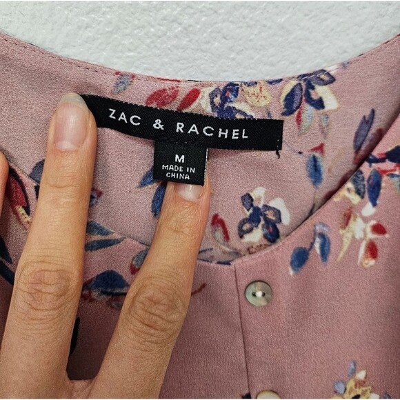 Zac & Rachel Feminine Double Layer Button Up Floral Print Popover Tank Top Sz M - Picture 3 of 8